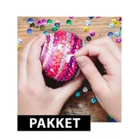 Zelf 5x pailletten kerstballen maken set - dia 7 cm - knutselen - kerst artikelen - versiering