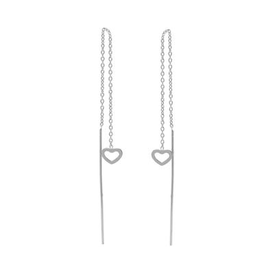 Karma Pull Through Doortrek Oorbellen Open Heart Zilver