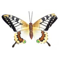 Tuindecoratie vlinder van metaal geel/zwart 48 cm