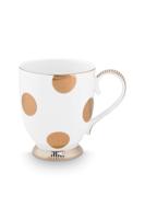 Pip Studio Set/2 Mokken Dot Delight Wit/Goud 350ml