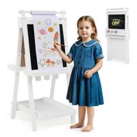 Opvouwbare Kinderezel Dubbelzijdige 3-in-1 Kunstezel met Schoolbord en Magnetisch Whiteboard