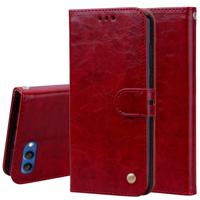 Business stijl olie Wax textuur horizontale Flip lederen case voor Huawei Honor 10 met houder & kaartsleuven & portemonnee (rood)