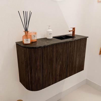 Toiletmeubel Mondiaz Joya Dlux | 71.6 cm | Meubelkleur Walnut | Faye wastafel Lava Wasbak Rechts | 1 kraangat