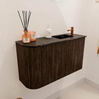 Toiletmeubel Mondiaz Joya Dlux | 71.6 cm | Meubelkleur Walnut | Faye wastafel Lava Wasbak Rechts | 1 kraangat