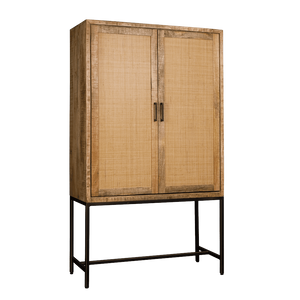 RENEW Opbergkast 'Carini' Hout en Webbing, 190 x 110cm, kleur Naturel
