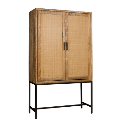 RENEW Opbergkast 'Carini' Hout en Webbing, 190 x 110cm, kleur Naturel