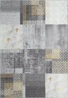 Laagpolig Vintage Patchwork Vloerkleed Edessa Grijs/Goud-80 x 150 cm