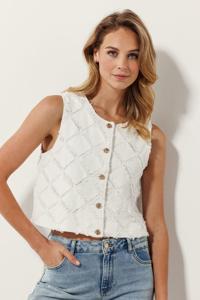 Tramontana Fancy Denim Vest C23-15-801 Vest 001100-offwhite