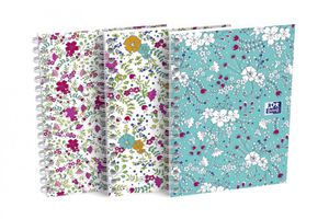 Oxford Floral softcover spiraalschrift, ft A6, 50 vel, geruit 5 mm, 4 geassorteerde designs