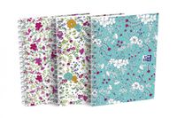 Oxford Floral softcover spiraalschrift, ft A6, 50 vel, geruit 5 mm, 4 geassorteerde designs - thumbnail