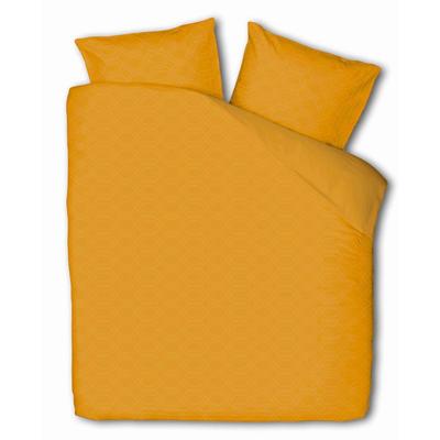 Dekbedovertrek Embossed Art Deco Okergeel Effen 200x200 Cm Fresh And Co - Dekbed-Discounter.nl