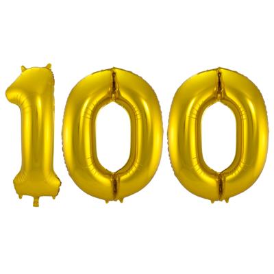 Folat Folie ballonnen - 100 jaar cijfer - goud - 86 cm - leeftijd feestartikelen - versiering