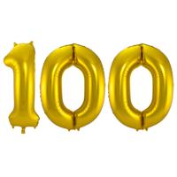 Folat Folie ballonnen - 100 jaar cijfer - goud - 86 cm - leeftijd feestartikelen - versiering