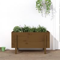 Plantenbak verhoogd 101x50x57 cm massief grenenhout honingbruin - thumbnail