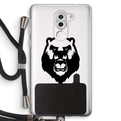Angry Bear (black): Honor 6X Transparant Hoesje met koord