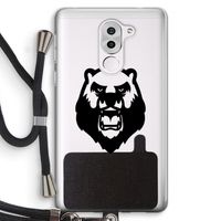 Angry Bear (black): Honor 6X Transparant Hoesje met koord