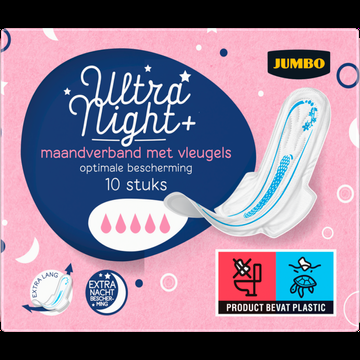 Jumbo Maandverband Ultra Night+ met Vleugels 10 Stuks