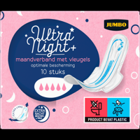 Jumbo Maandverband Ultra Night+ met Vleugels 10 Stuks