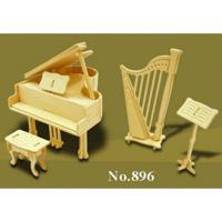 Poppenhuis muziekinstrumenten - bouwpakket - schaal 1:12 - hout - speelgoed Poppenhuis muziekinstrumenten - bouwpakket - schaal 1:12 - hout - speelgoed
