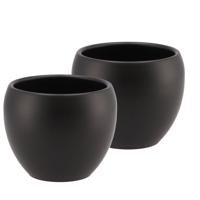 DK DesignA bloempot/plantenpot - 2x - Vinci - zwart mat - voor kamerplant - D11 x H14 cm - Plantenpotten