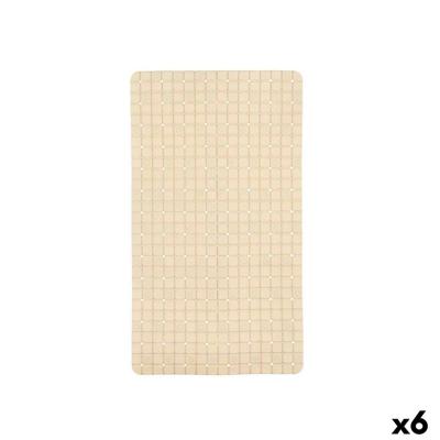 Antislipmat voor in de douche Berilo Beige PVC 67,7 x 38,5 x 0,7 cm Ruiten (6 Stuks)