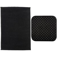 MSV Douche anti-slip mat en droogloop mat - Sevilla badkamer set - rubber/microvezel - zwart - thumbnail