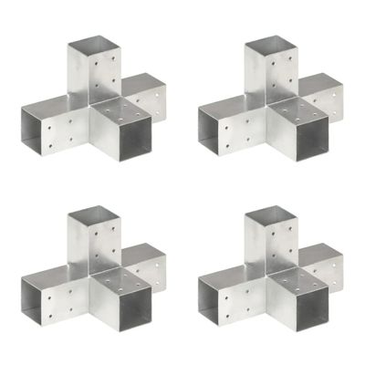 VidaXL Paalverbindingen 4 st x-vorm 71x71 mm gegalvaniseerd metaal