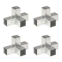 VidaXL Paalverbindingen 4 st x-vorm 71x71 mm gegalvaniseerd metaal