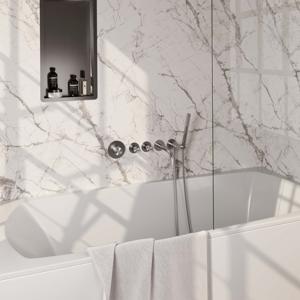 Inbouwthermostaatset Brauer Brushed Carving Incl Baduitloop en 3 Standen Handdouche RVS