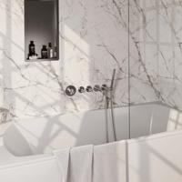 Inbouwthermostaatset Brauer Brushed Carving Incl Baduitloop en 3 Standen Handdouche RVS