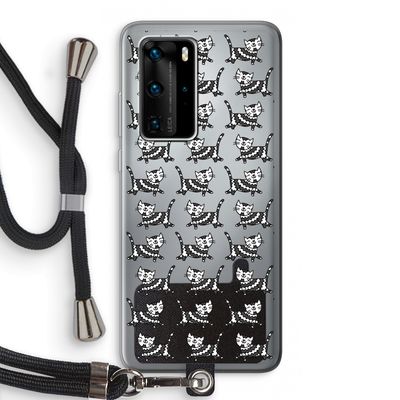 Zwarte poes: Huawei P40 Pro Transparant Hoesje met koord