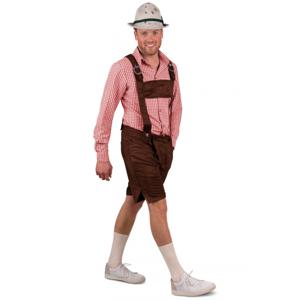 Tiroler overhemd rood met wit geblokt - voor heren - Oktoberfest verkleedkleding