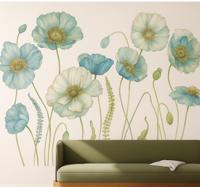 Blauwe klaproosbloem muursticker