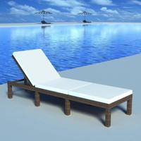Ligbed met kussen poly rattan bruin