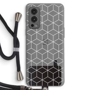 Zwart-witte kubussen: OnePlus Nord 2 5G Transparant Hoesje met koord