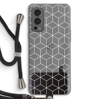 Zwart-witte kubussen: OnePlus Nord 2 5G Transparant Hoesje met koord