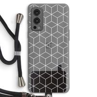 Zwart-witte kubussen: OnePlus Nord 2 5G Transparant Hoesje met koord