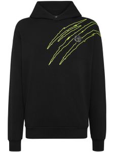 Plein Sport hoodie en coton mélangé à logo imprimé - Noir