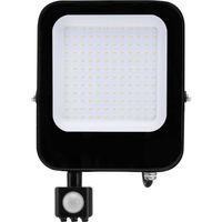 LED Bouwlamp 100 Watt met Sensor - LED Schijnwerper - Aigi Ixi - Natuurlijk Wit 4000K - Waterdicht IP65 - Mat Zwart - - thumbnail