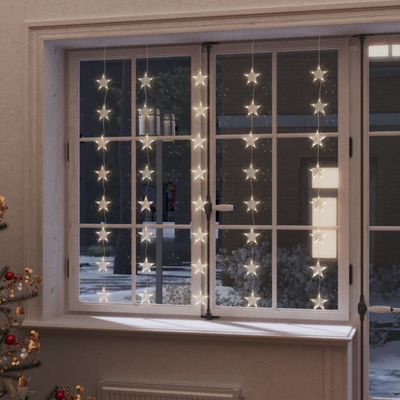 VidaXL Lichtsnoergordijn sterren met 200 led&apos;s en 8 functies warmwit