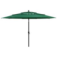 VidaXL Parasol 3-laags met aluminium paal 3,5 m groen