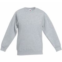 Lichtgrijze katoenmix sweater voor meisjes   - - thumbnail