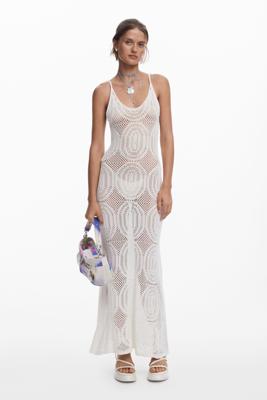 Gehaakte jurk met bandjes - WHITE - XL