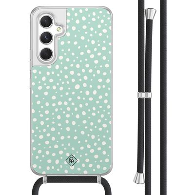 Samsung Galaxy A54 hoesje met koord - Mint dots