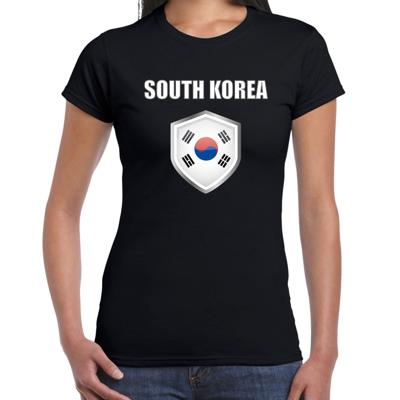 Zuid Korea landen supporters t-shirt - zwart - dames - fan kleding - korte mouwen Zuid Korea landen supporters t-shirt - zwart - dames - fan kleding - korte mouwen