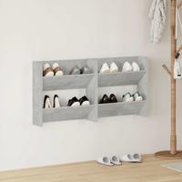 VidaXL Wandschoenenkasten 2 st 60x18x60 cm spaanplaat betongrijs