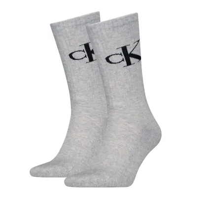 Calvin Klein 2-paar Crew sokken - Logo monogram - Katoenen witte sportsokken met badstof zool