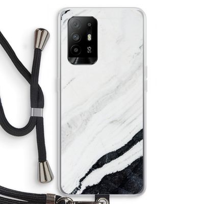 Elegante marmer: Oppo A94 5G Transparant Hoesje met koord