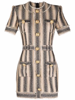 Balmain robe à rayures - Tons neutres