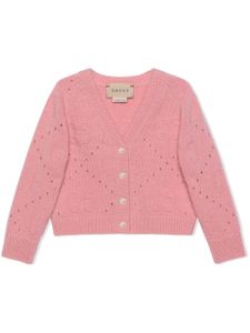 Gucci Kids cardigan en laine à design perforé - Rose